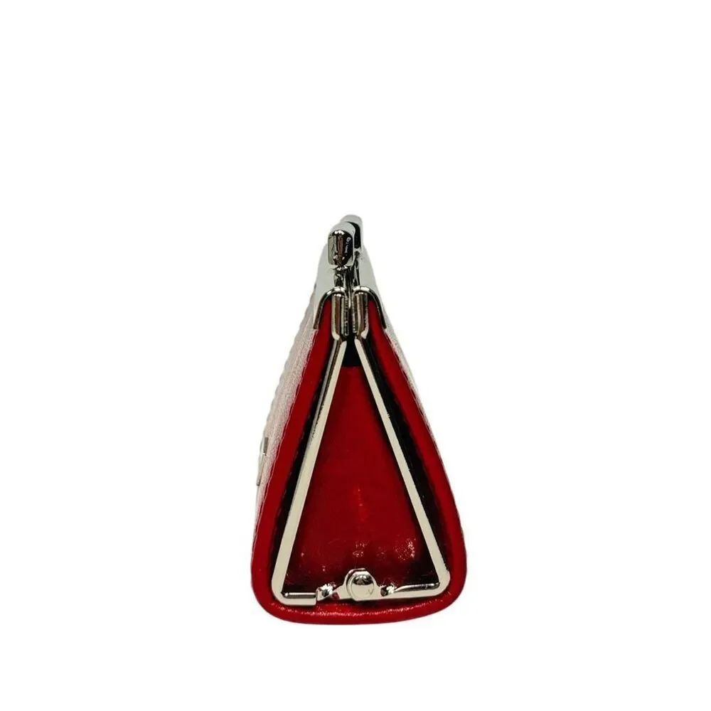 Oroton Kisslock Coin Change Purse Red Leather And Silver Mirror New Vintage — image 5 of 8